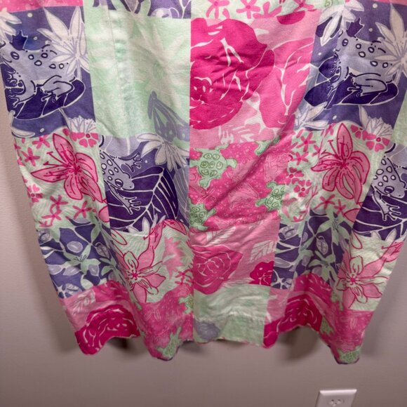 VTG Lilly Pulitzer Sheath Dress Size 10 Frog Turtle Patchwork Preppy Palm Beach - Picture 7 of 9